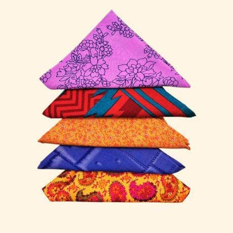 Reusable Sari Silk Gift Wrap 5-Pack - Multicolor Boho Fabric