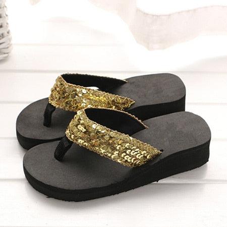Rhinestone Crystal Bling Beach Slides Summer Platform Sandals