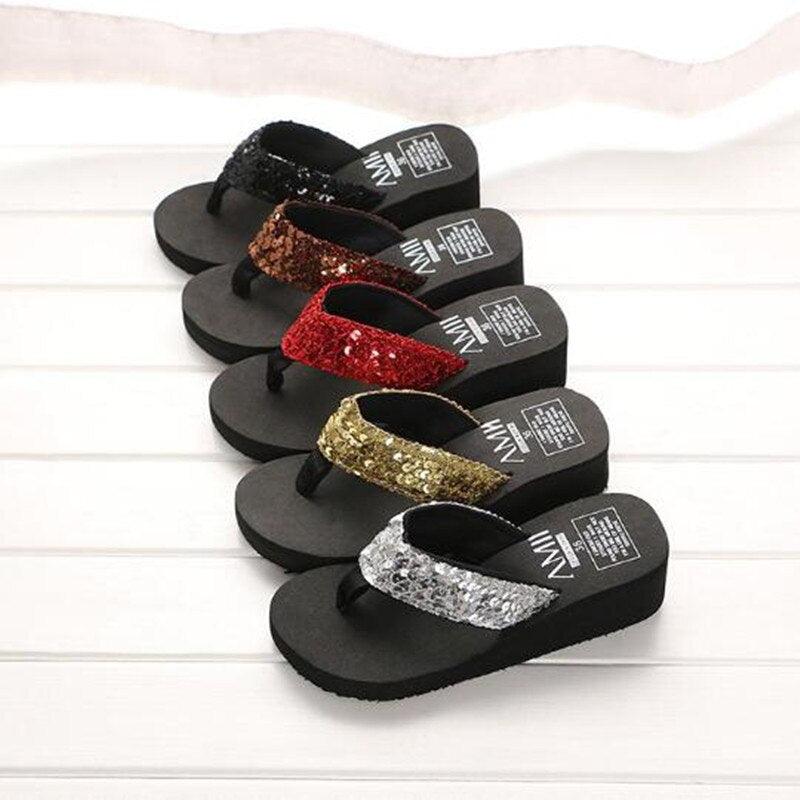 Rhinestone Crystal Bling Beach Slides Summer Platform Sandals