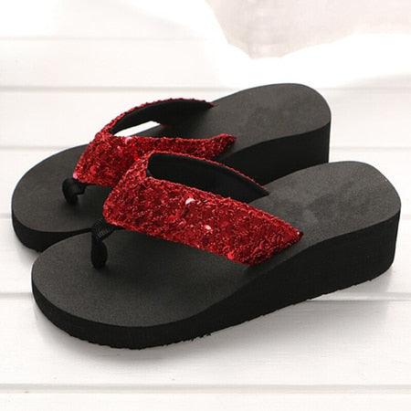 Rhinestone Crystal Bling Beach Slides Summer Platform Sandals