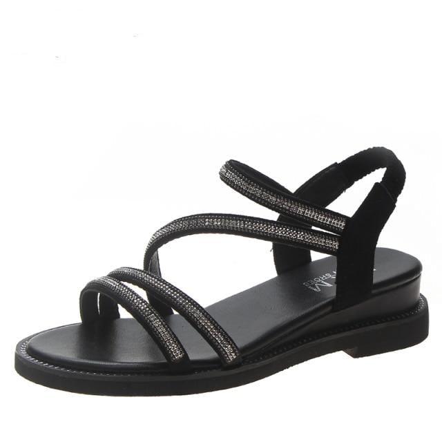 Women's Rhinestone Crystal Flat Sandals Casual Beach Flip Flops