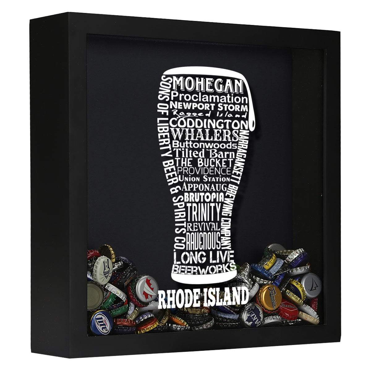 Rhode Island Beer Typography Shadow Box