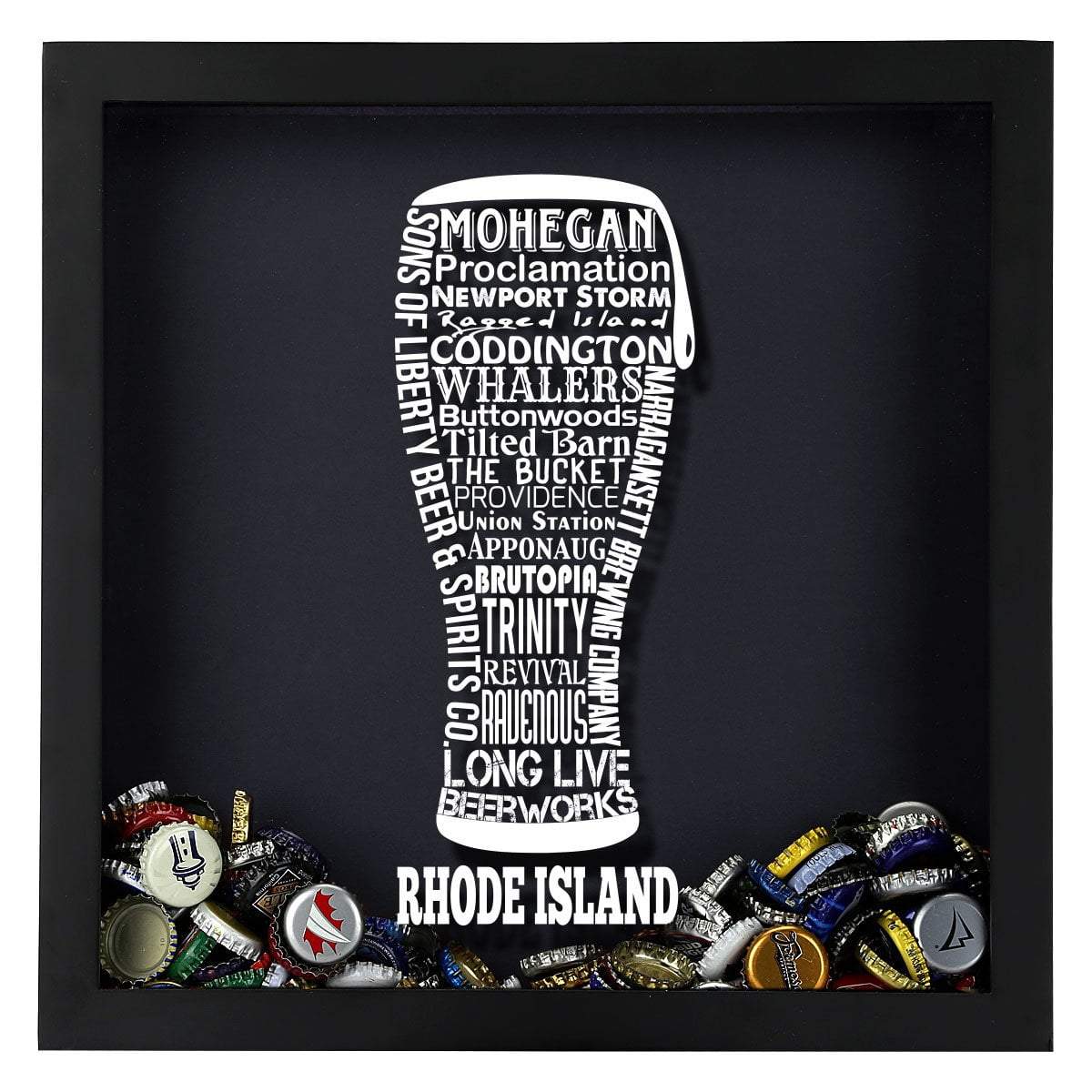 Rhode Island Beer Typography Shadow Box