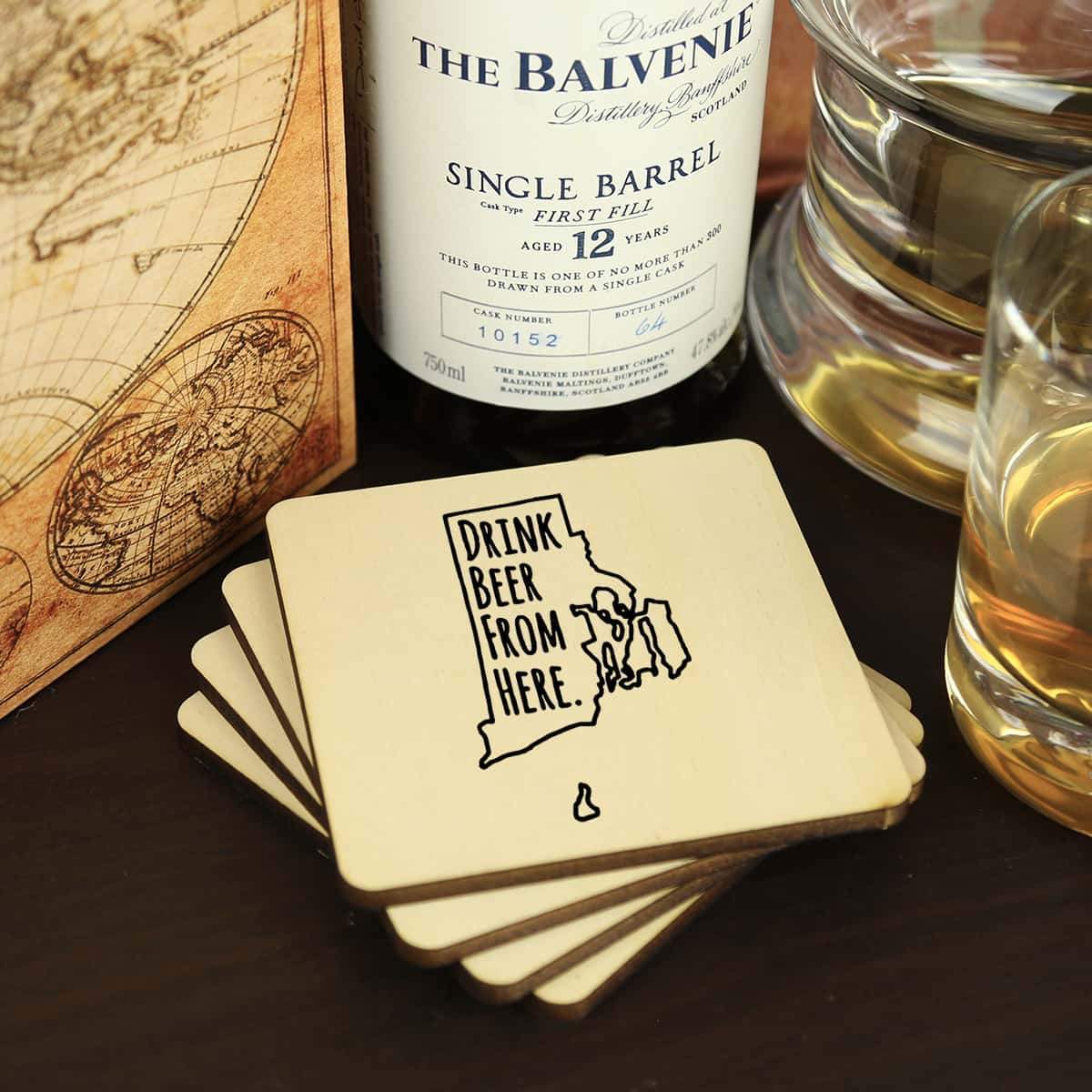 Rhode Island Drink Beer From Here Coasters