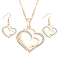 Double Heart Earrings and Necklace Wedding Set