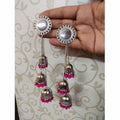 Latest designer pink jhumka earrings for women in a traditional ethnic style