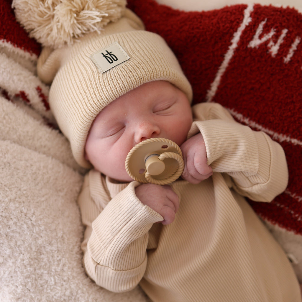 Ribbed Long Sleeve Bamboo Snapsuit in Cream for Baby - Image 2