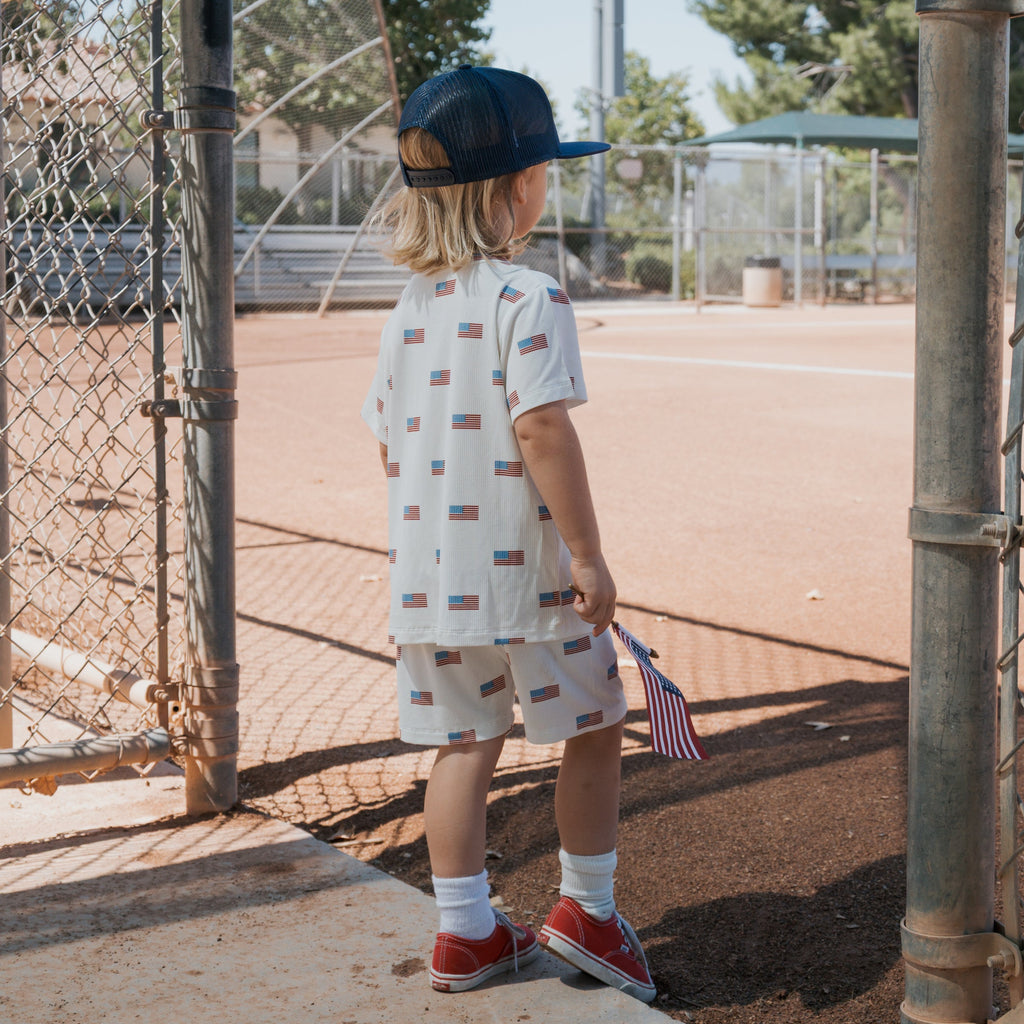 Kids Bamboo Short Set in Americana Ribbed Knit