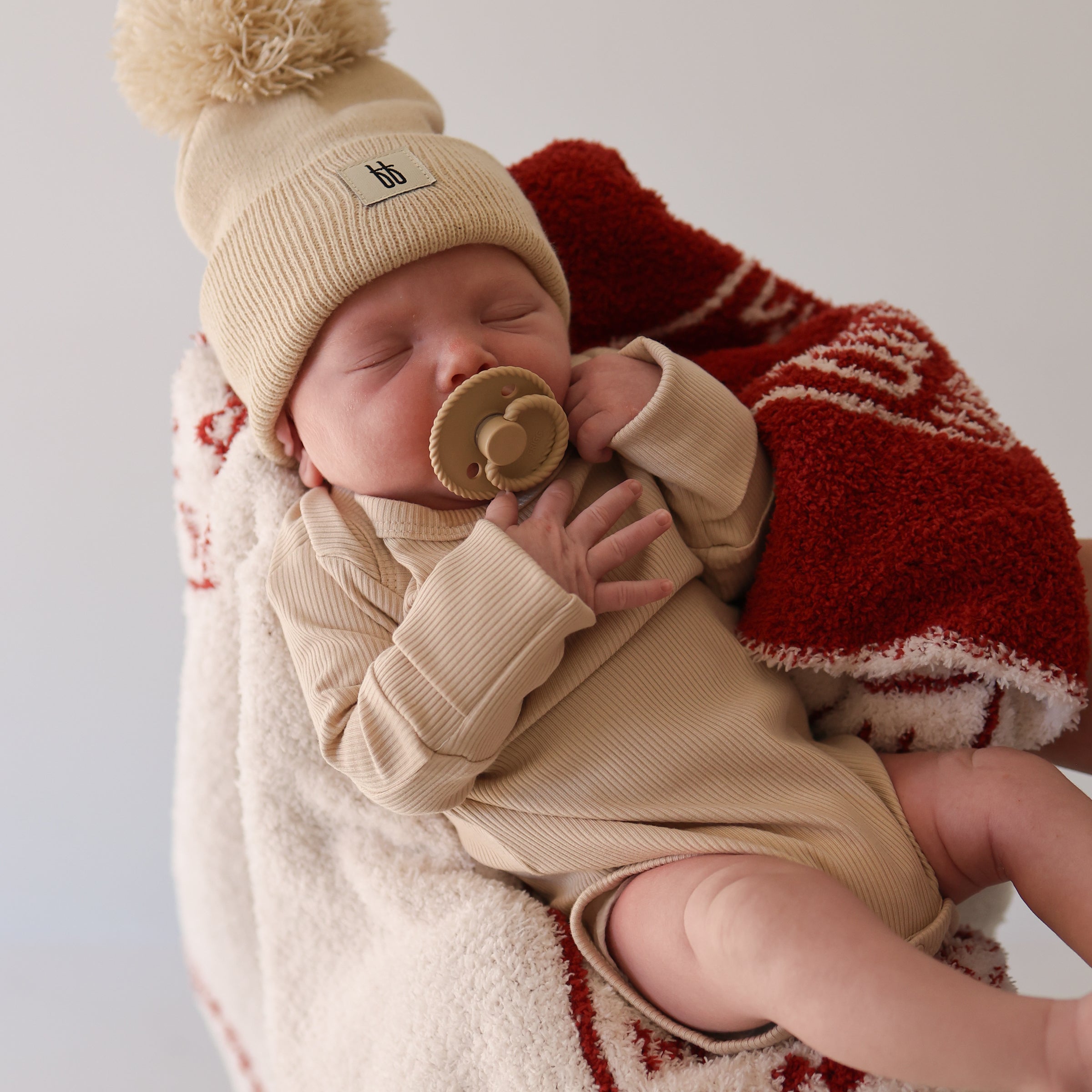 Ribbed Long Sleeve Bamboo Snapsuit in Cream for Baby - Image 4