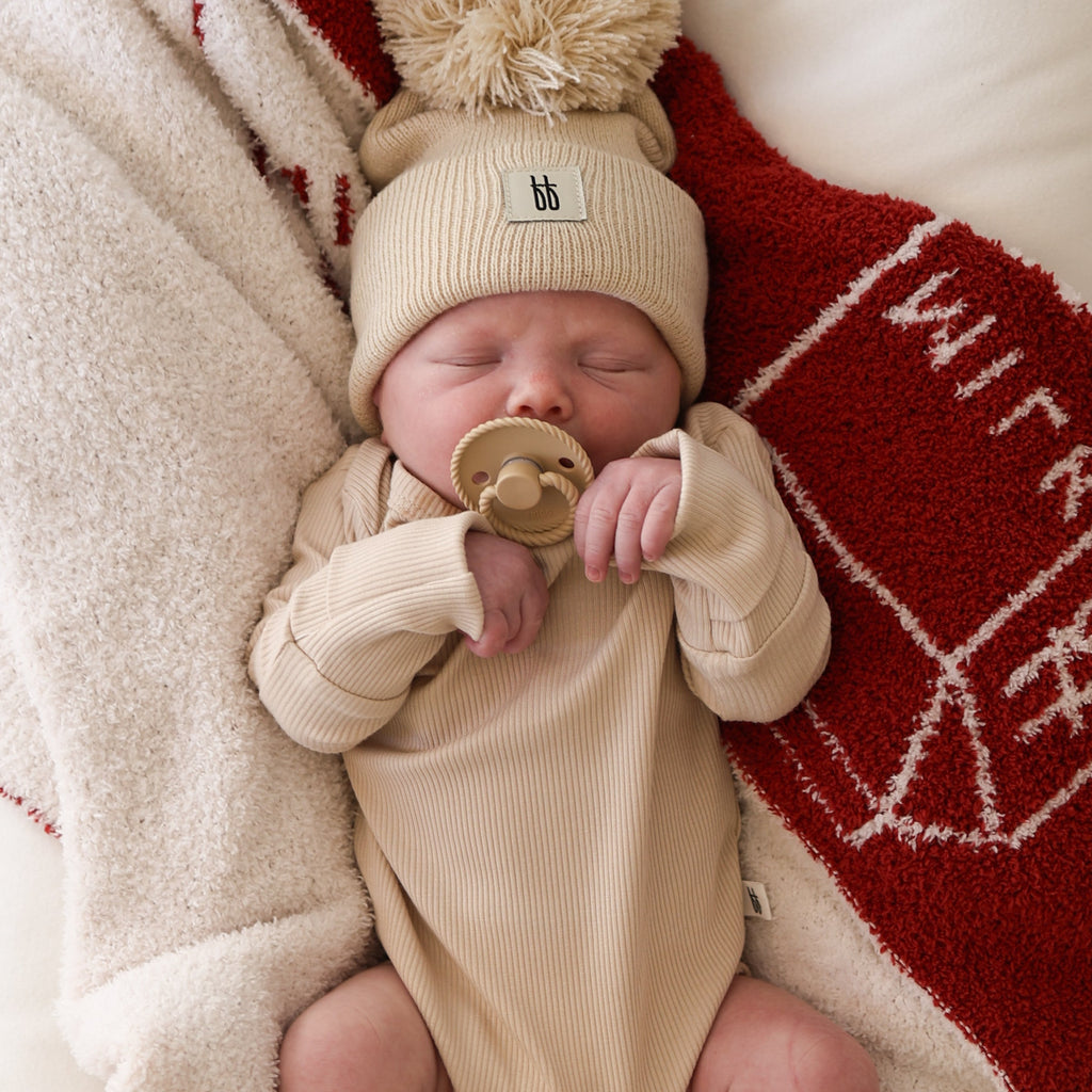 Ribbed Long Sleeve Bamboo Snapsuit in Cream for Baby - Image 6