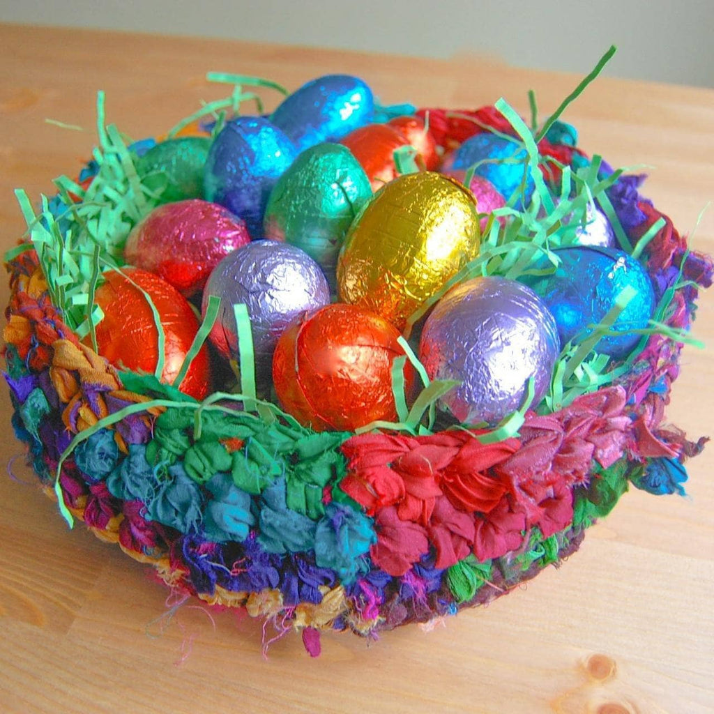 Bohemian Ribbon Nesting Basket Pattern - Vibrant Crochet Storage