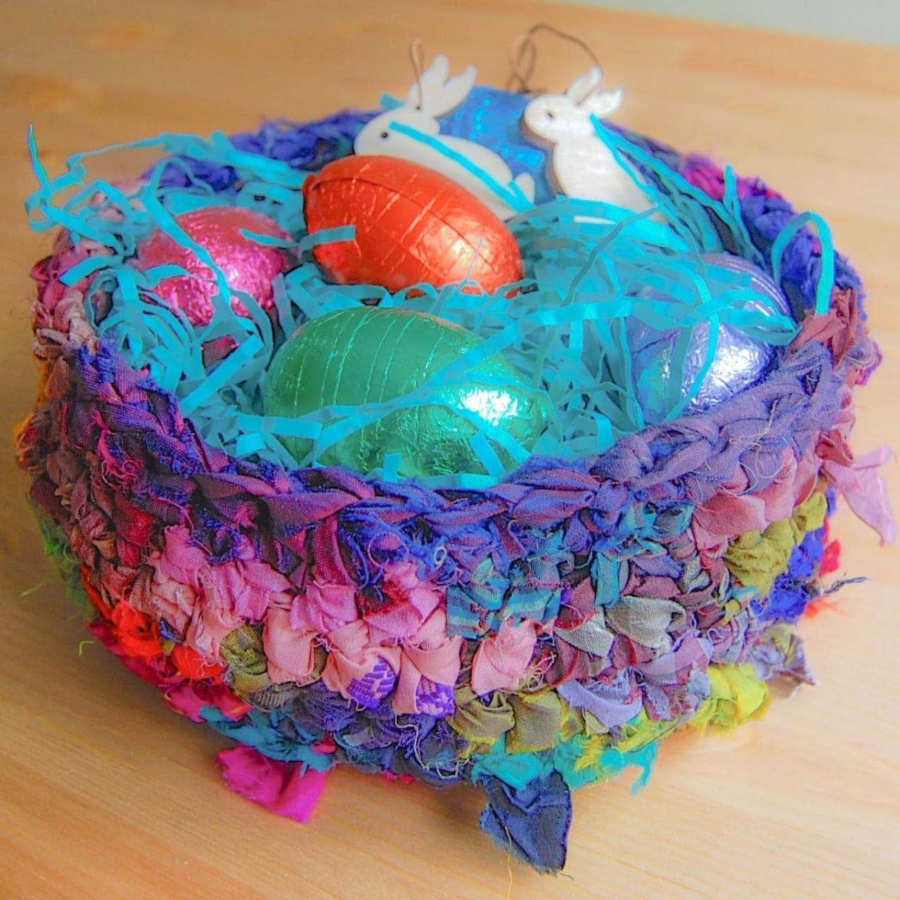 Bohemian Ribbon Nesting Basket Pattern - Vibrant Crochet Storage