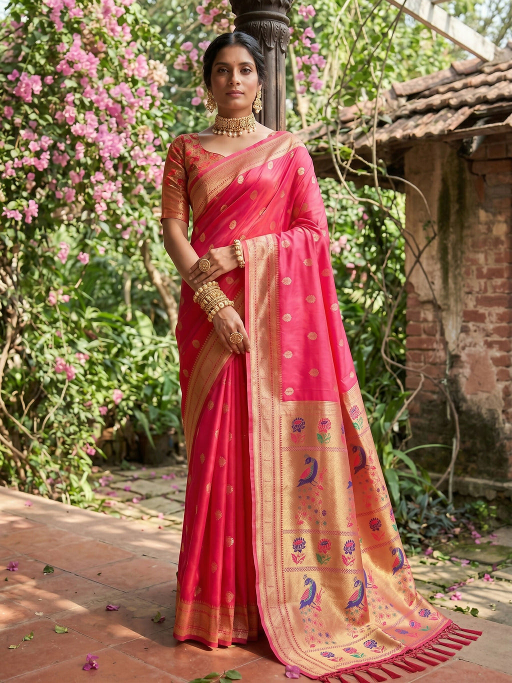 Light pink soft silk saree with a matching blouse piece and smooth, lustrous finish