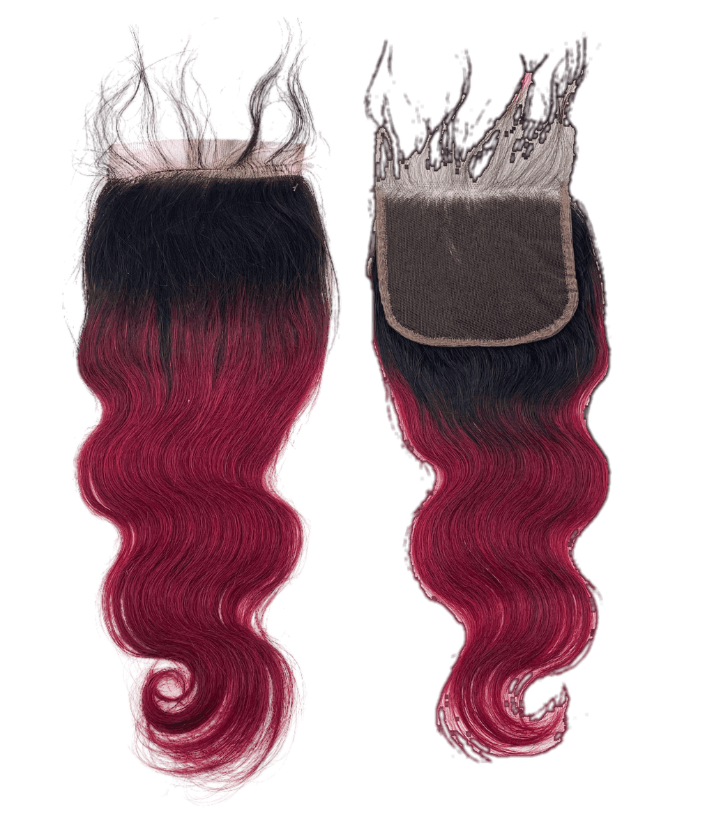 5x5 Body Wave Closure in Wine color made from 100% Virgin Remy Human Hair