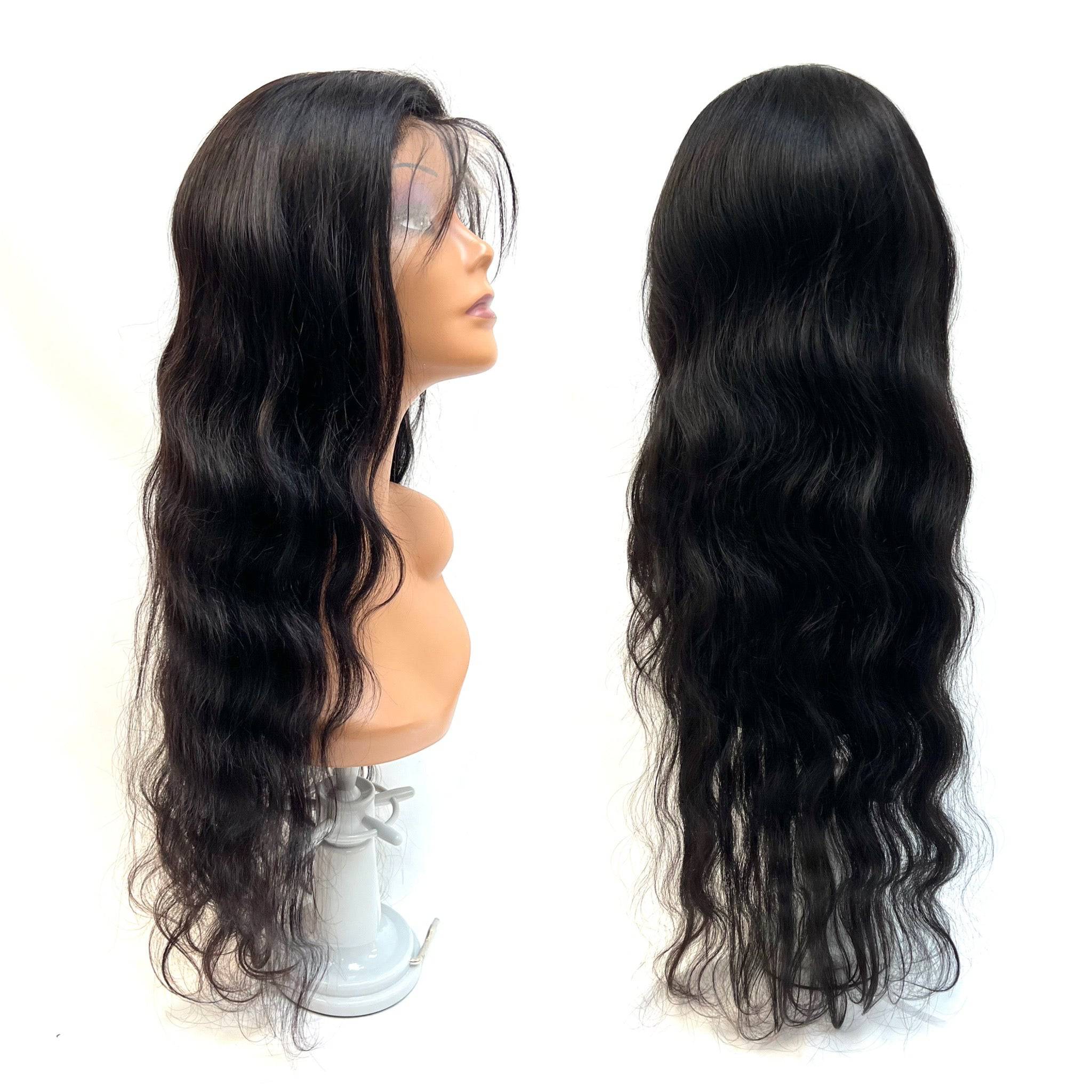 Body Wave Human Hair Front Lace Wig in Natural Black