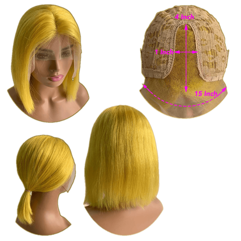 Straight Human Hair U-Part Bob Wig Lace Front Natural Style