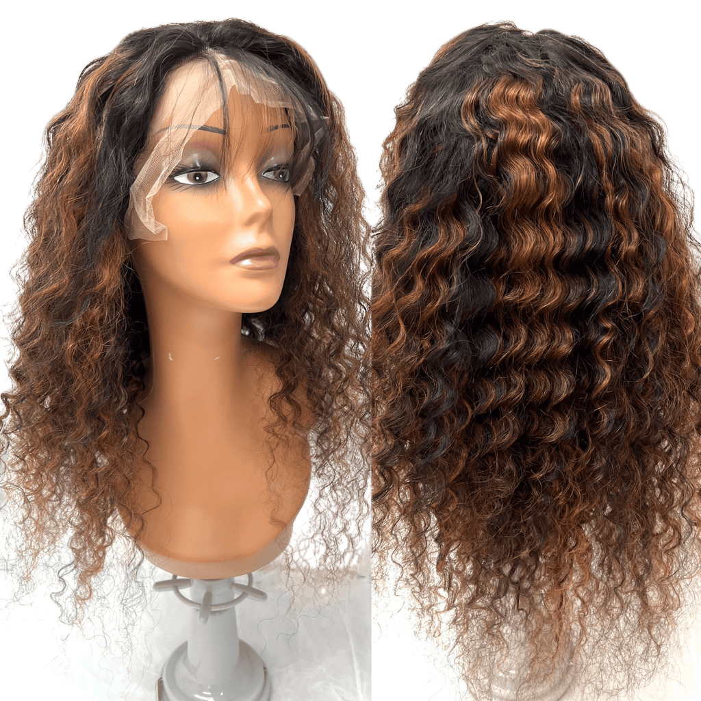 Rio Pineapple Human Hair Front Lace Wig in Brown and Copper