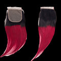 Straight hair 4x4 lace closure in deep wine color