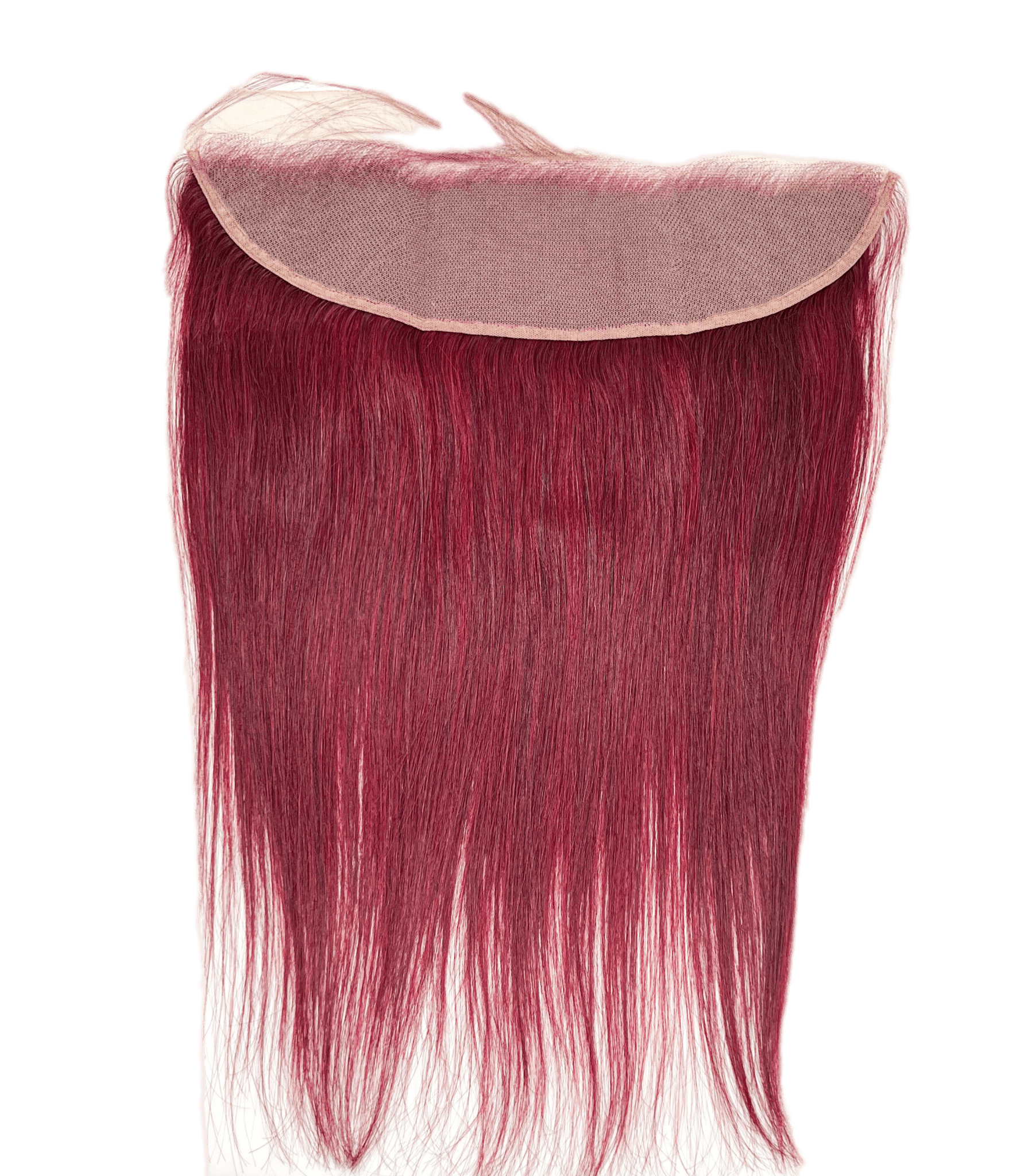 Straight 13x4 ear to ear lace frontal in 99J burgundy color on a mannequin head.