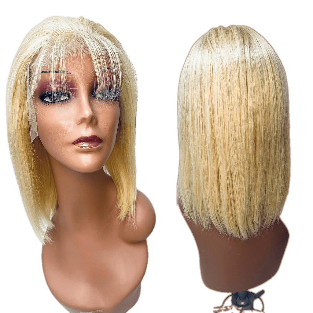 Ukrainian Straight Human Hair Front Lace Wig in Blonde