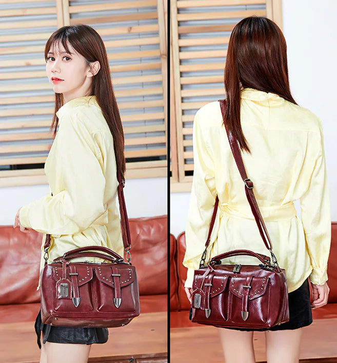Leather Handbag for Women - Soft Tote and Crossbody Bag