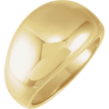 Sculptural 14K gold dome ring with a smooth, mirror-like finish