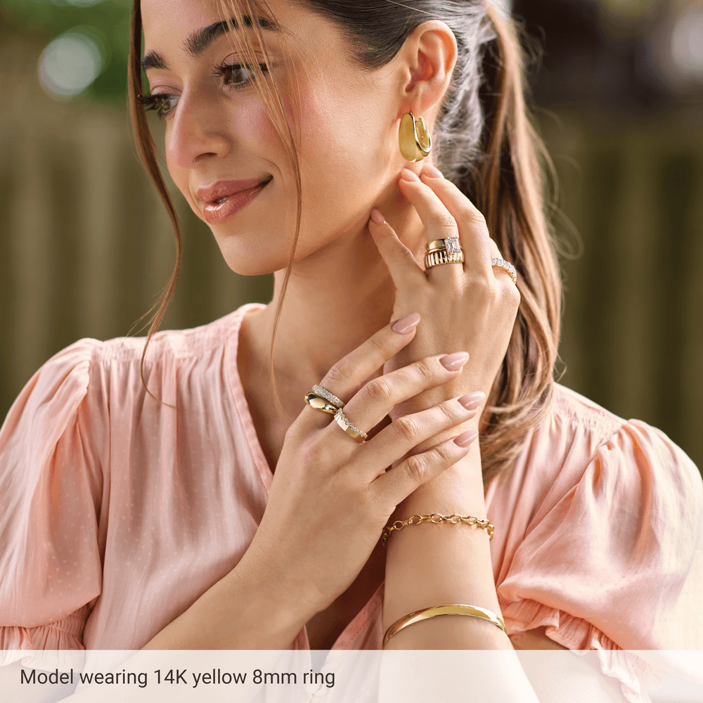 Riviera 14K Gold Dome Ring - Available in 8mm or 12mm