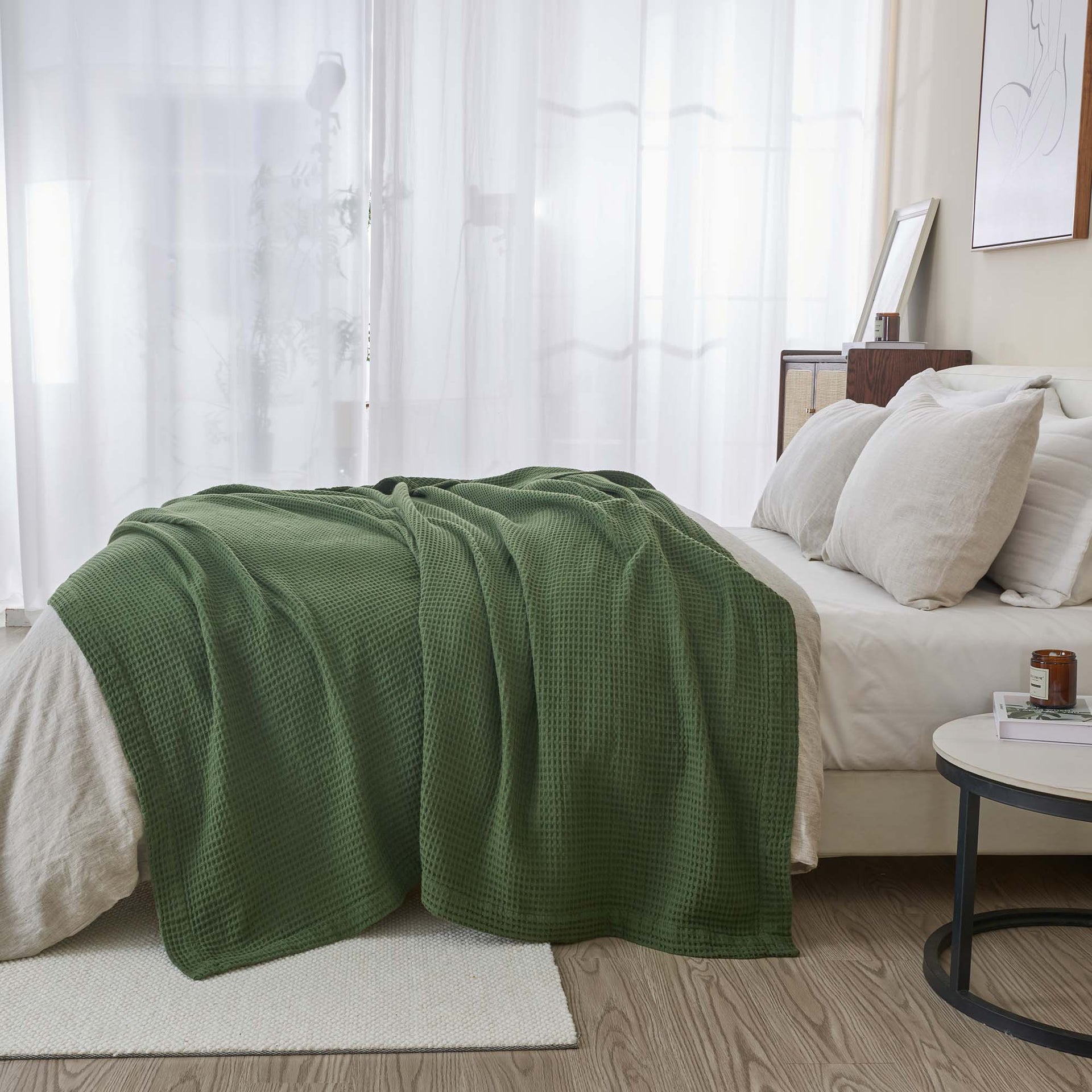 100% Cotton Waffle Weave Blanket - Mikala Collection