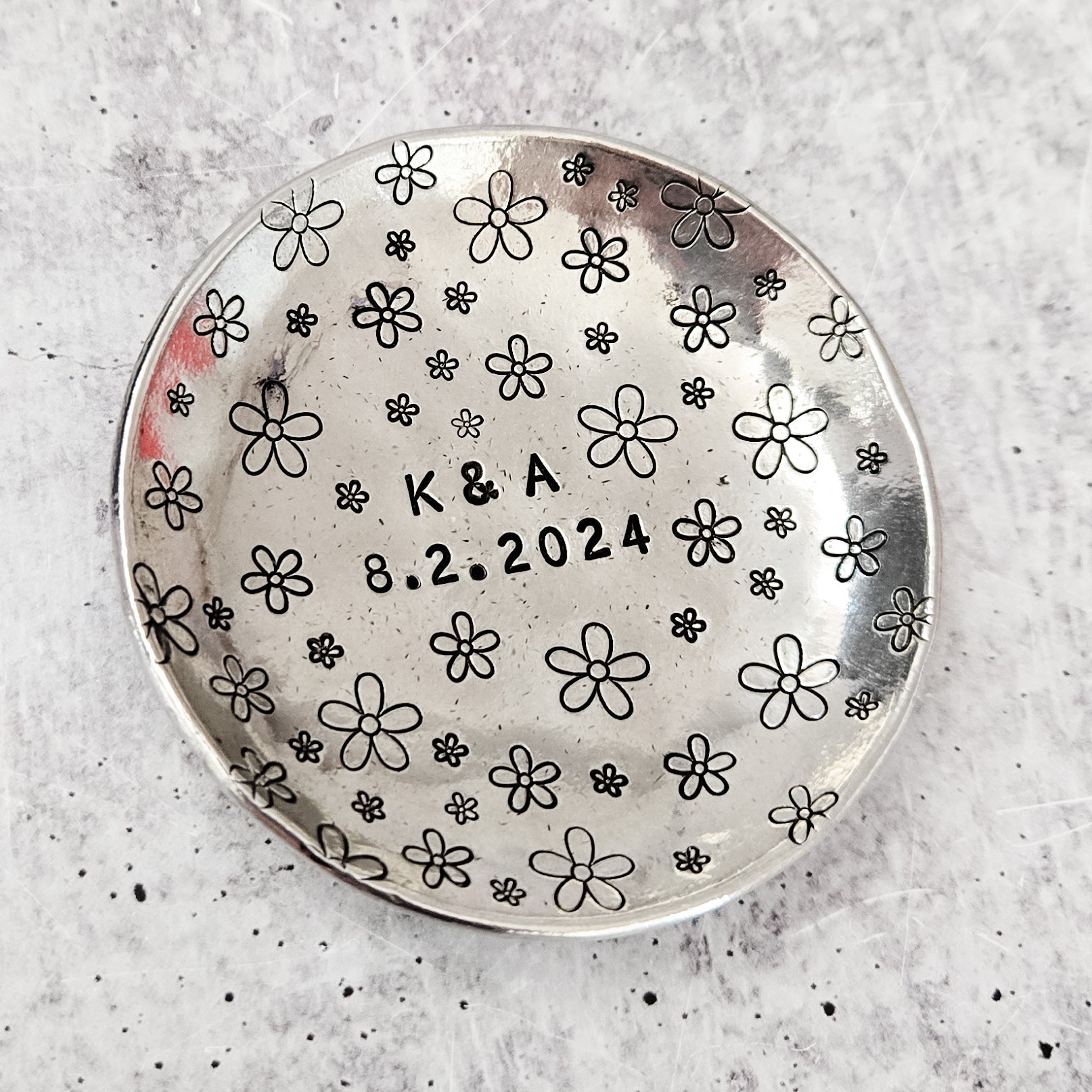 Daisy Pewter Ring Dish