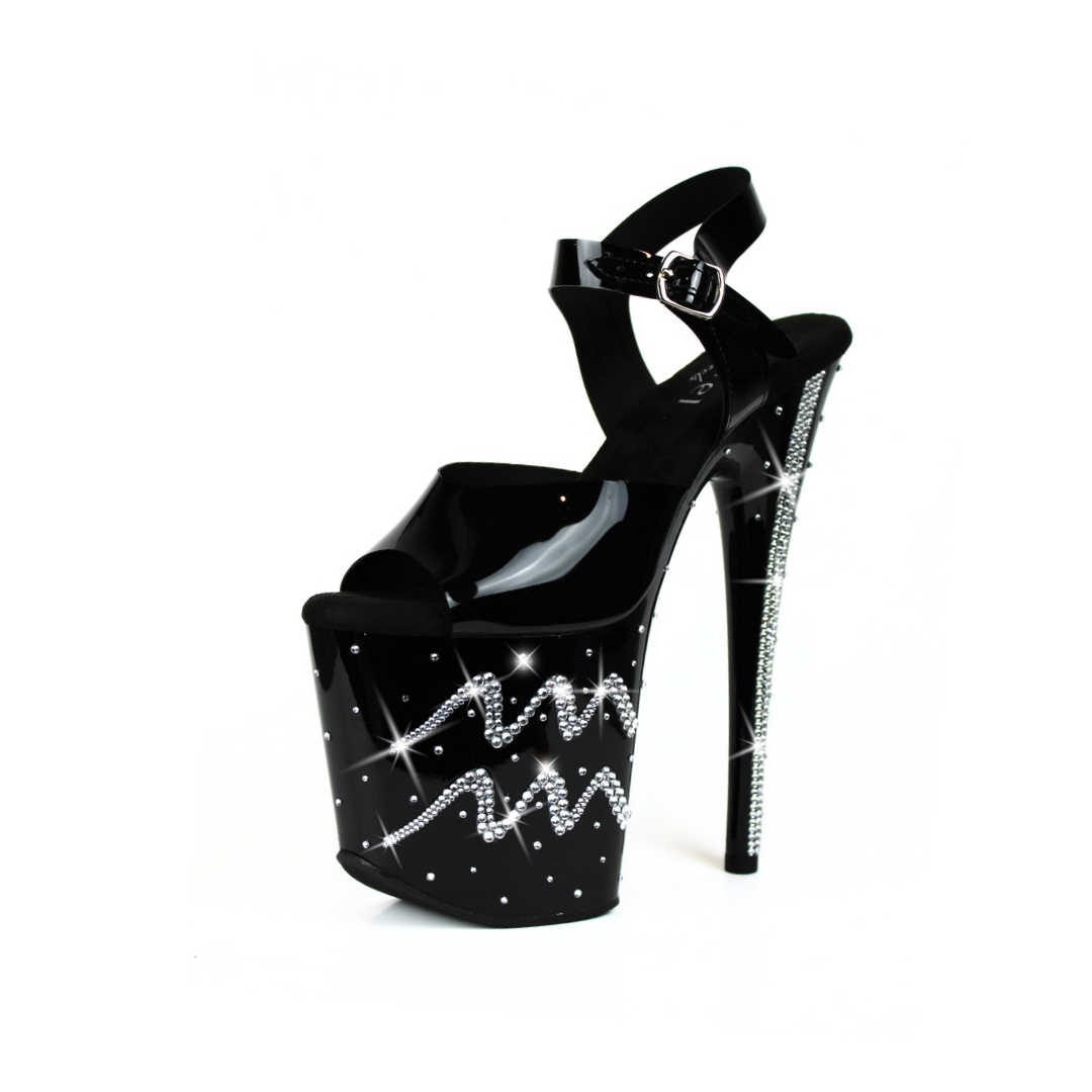 Zodiac Aquarius Crystal Platform Heels 8 Inch Black - Image 2