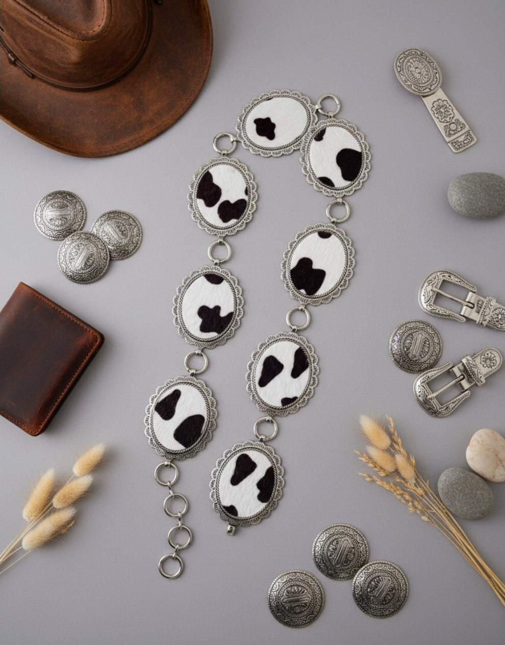 Faux Cowhide Kids Chain Belt