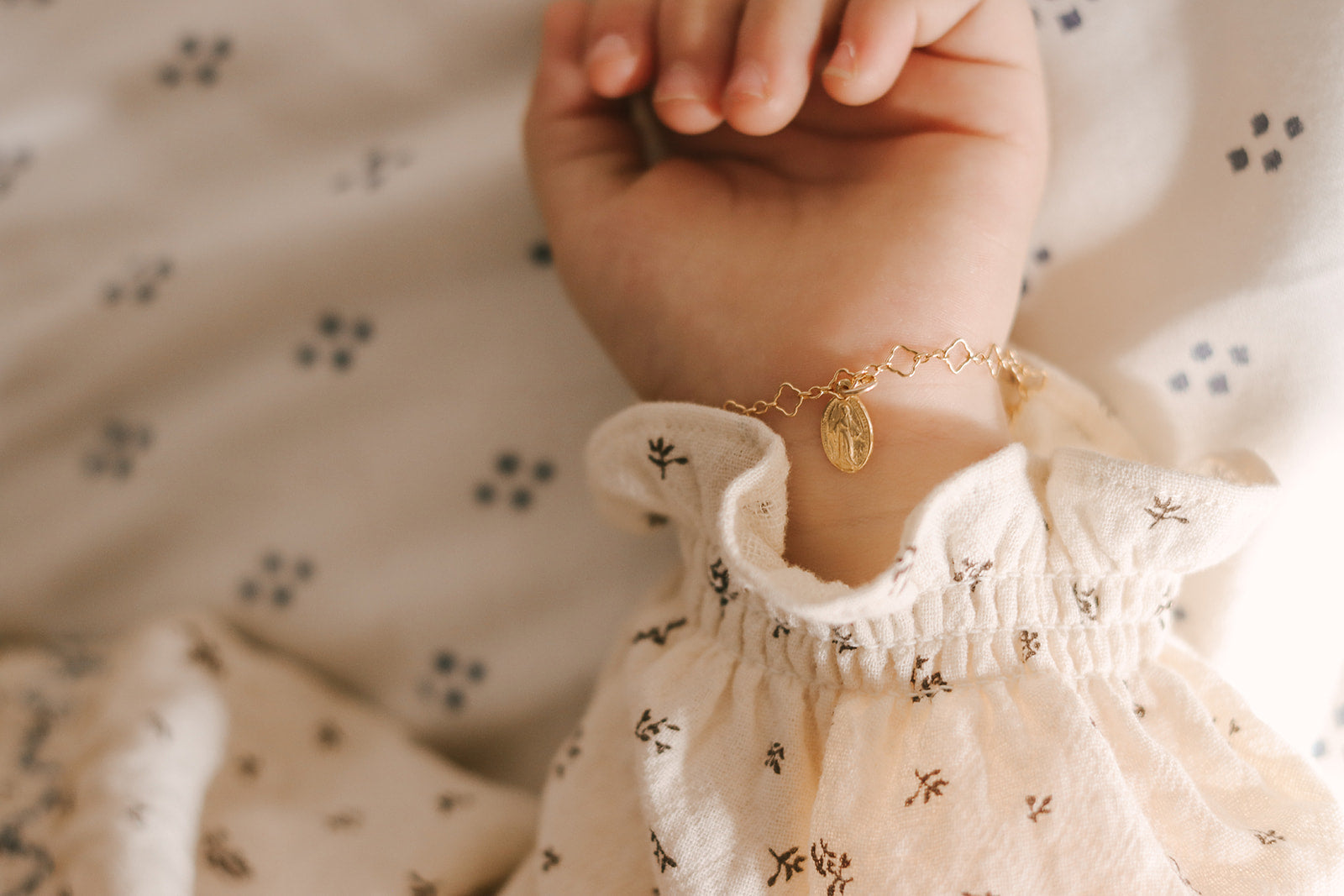 Miraculous Medal Floral Bracelet Set - Mommy and Me