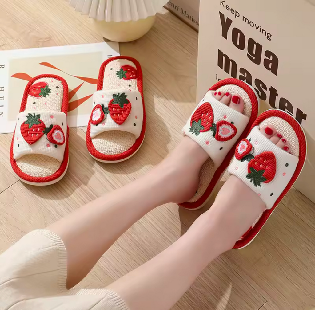 Strawberry Bliss Cozy Slippers | Plush Cotton