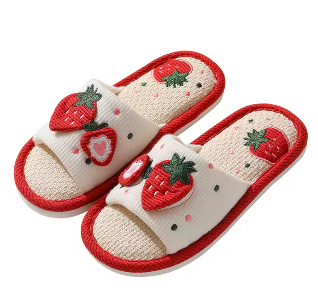 Strawberry Bliss Cozy Slippers | Plush Cotton