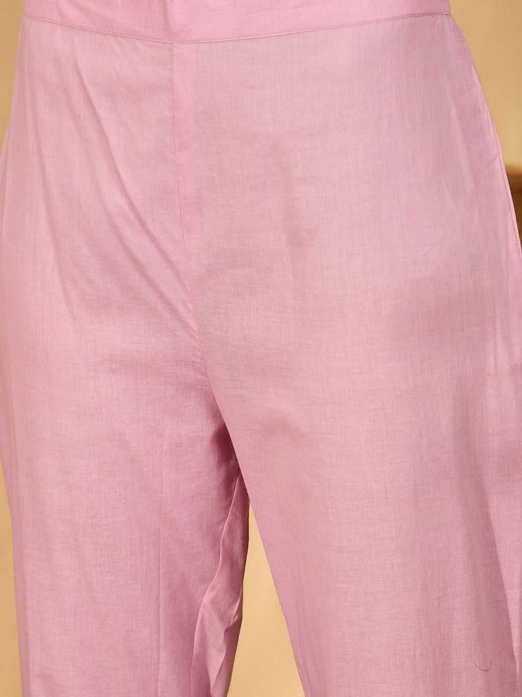 Pink Embroidered Pure Cotton Cord Set with 3/4 Sleeves