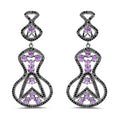 5.30 Carat Genuine Amethyst and Black Spinel .925 Sterling Silver Earrings