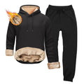 Mens Fleece Sherpa Lined Tracksuit 2 Piece Warm Hoodie Sweatshirts Sweatpants Suit Set Casual Trendy Winter Pullover Men Outdoor Thermal Pants and Tops (Black L)