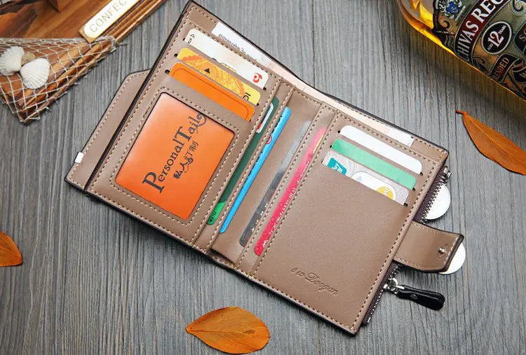 Vertical Buckle Wallet with Zipper Closure