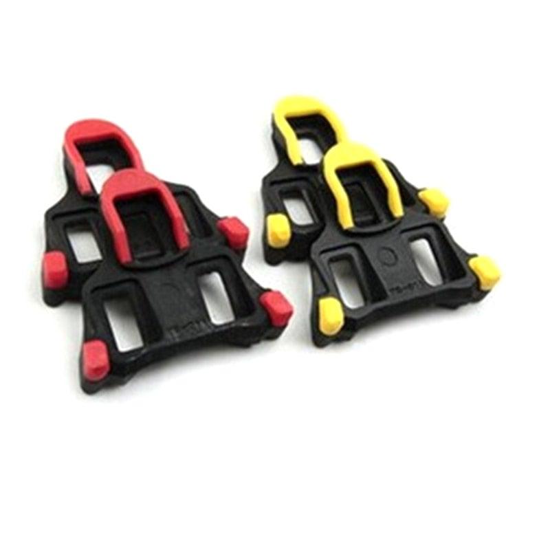 Close up of Stevvex road bike cycling cleats with titanium steel screws for indoor and outdoor pedals