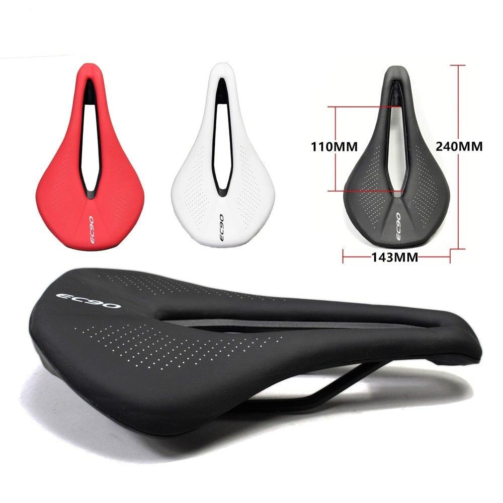 Ultralight, breathable racing road bike saddle in a modern slim profile