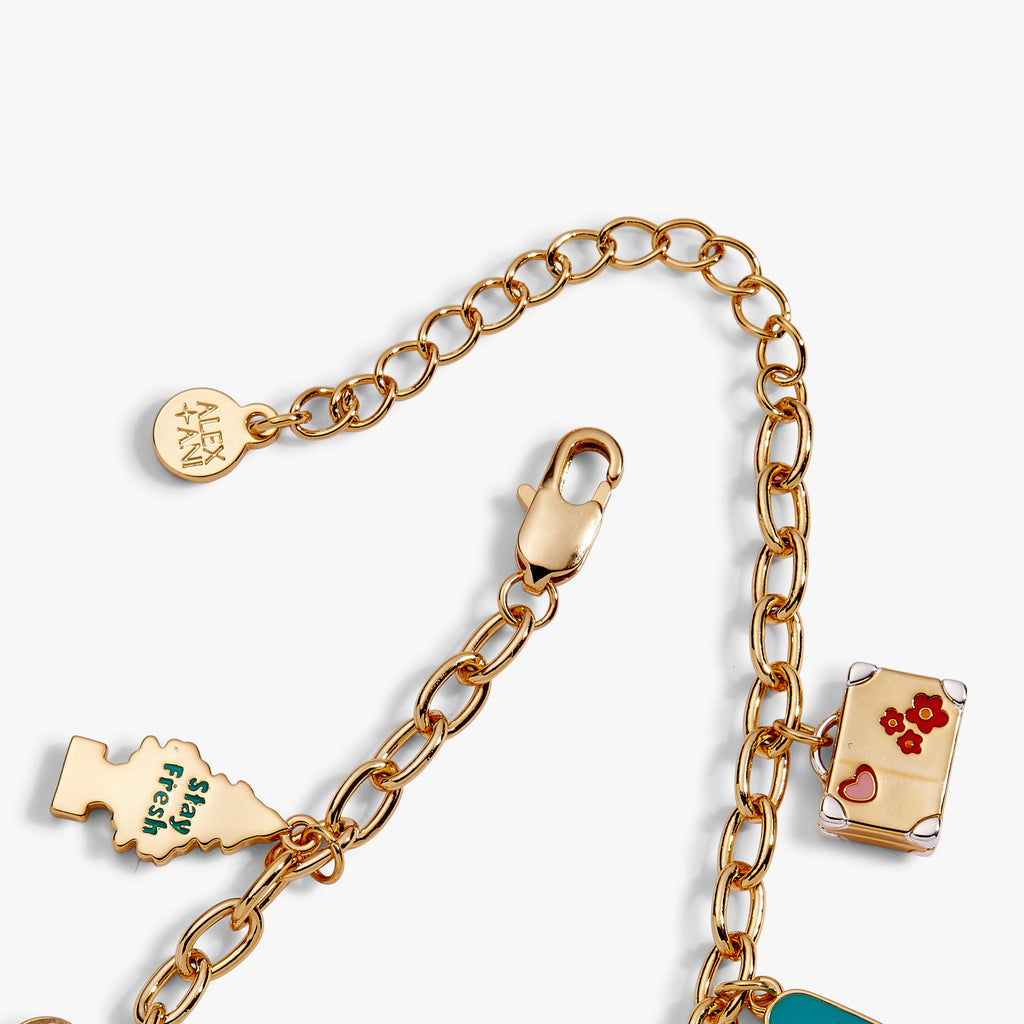 Road Trip Multi-Charm Cable Chain Bracelet in Gold and Multicolor