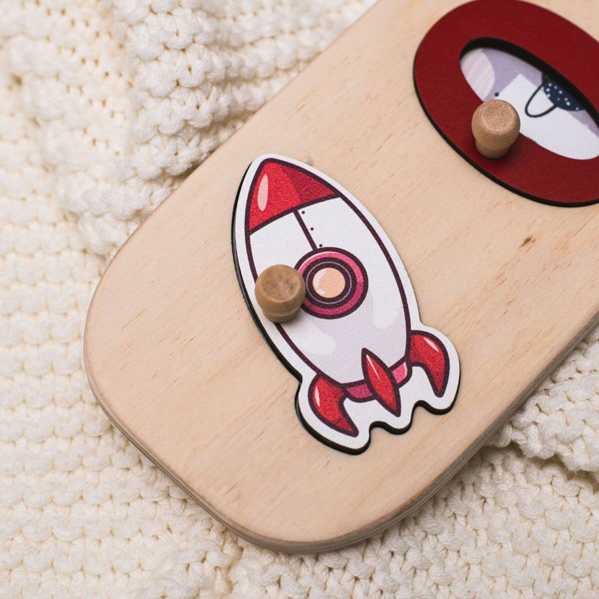 Educational Rocket Name Puzzle in Natural Wood & Vibrant Colors