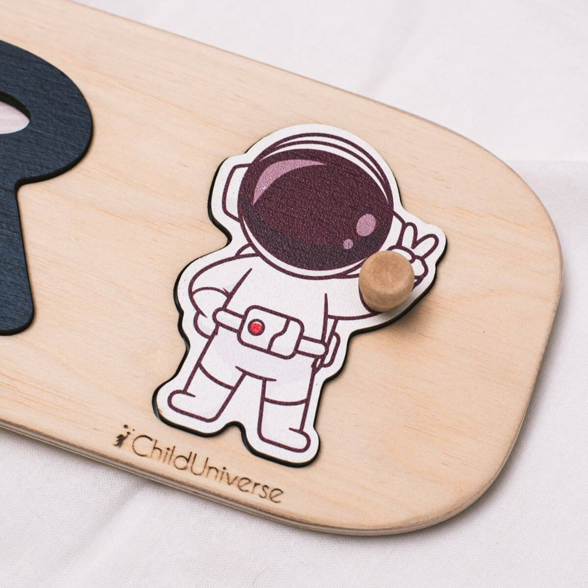 Educational Rocket Name Puzzle in Natural Wood & Vibrant Colors