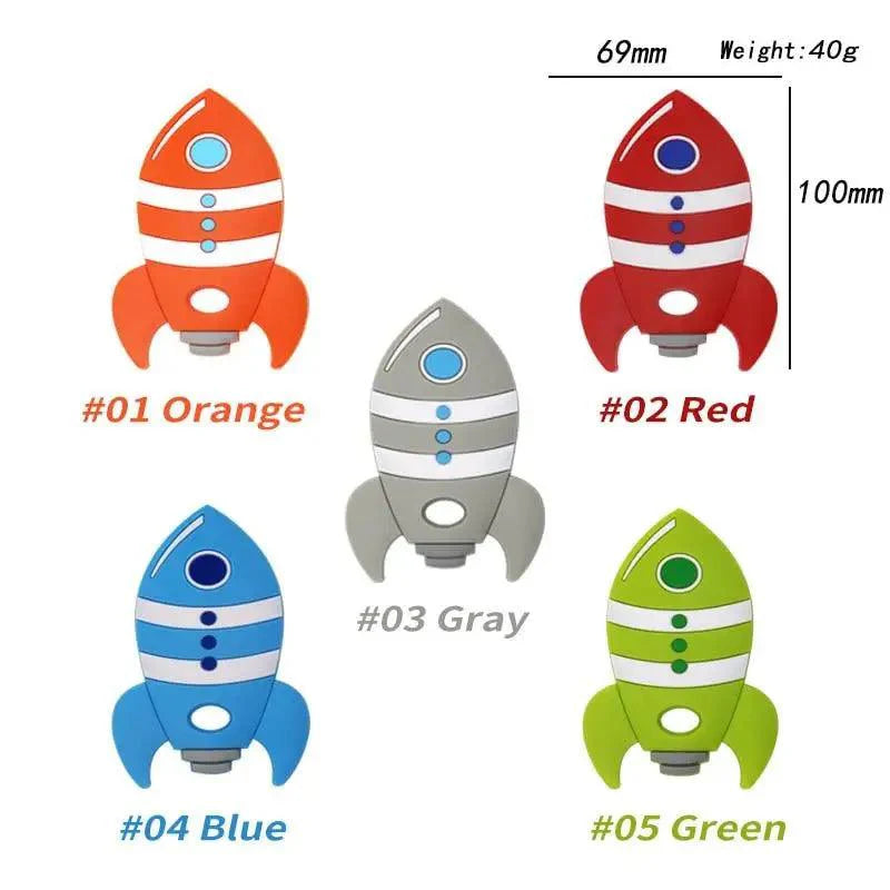 Silicone Rocket Baby Teether Toy, BPA-Free Sensory Chew for Infants