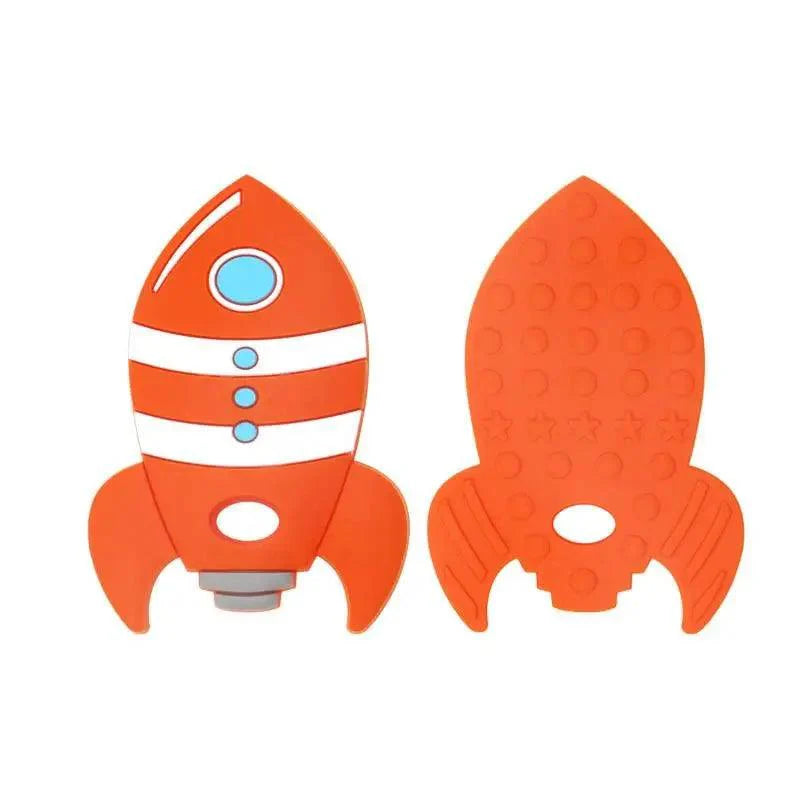 Silicone Rocket Baby Teether Toy, BPA-Free Sensory Chew for Infants