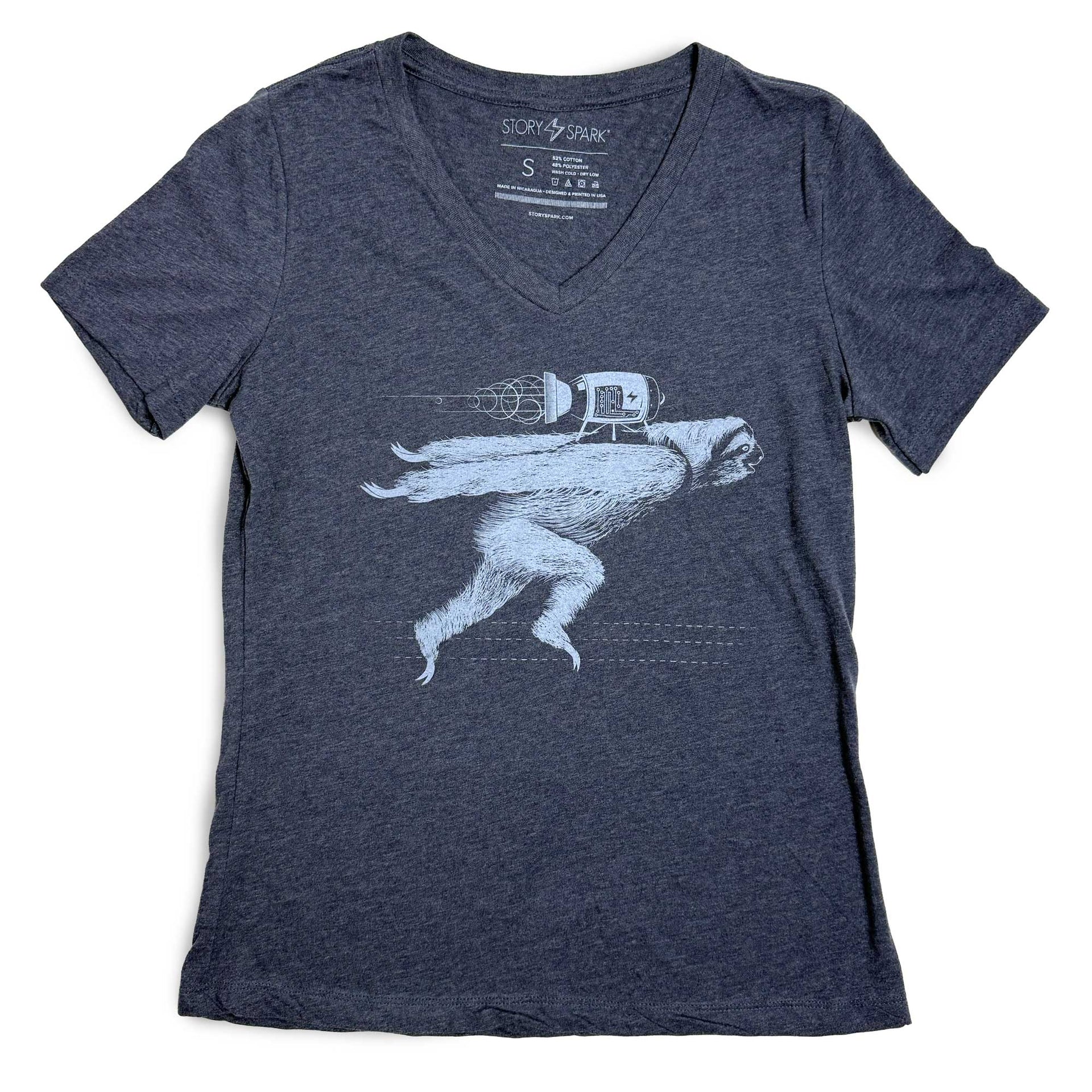 Women's Rocket Sloth V-Neck Graphic Tee