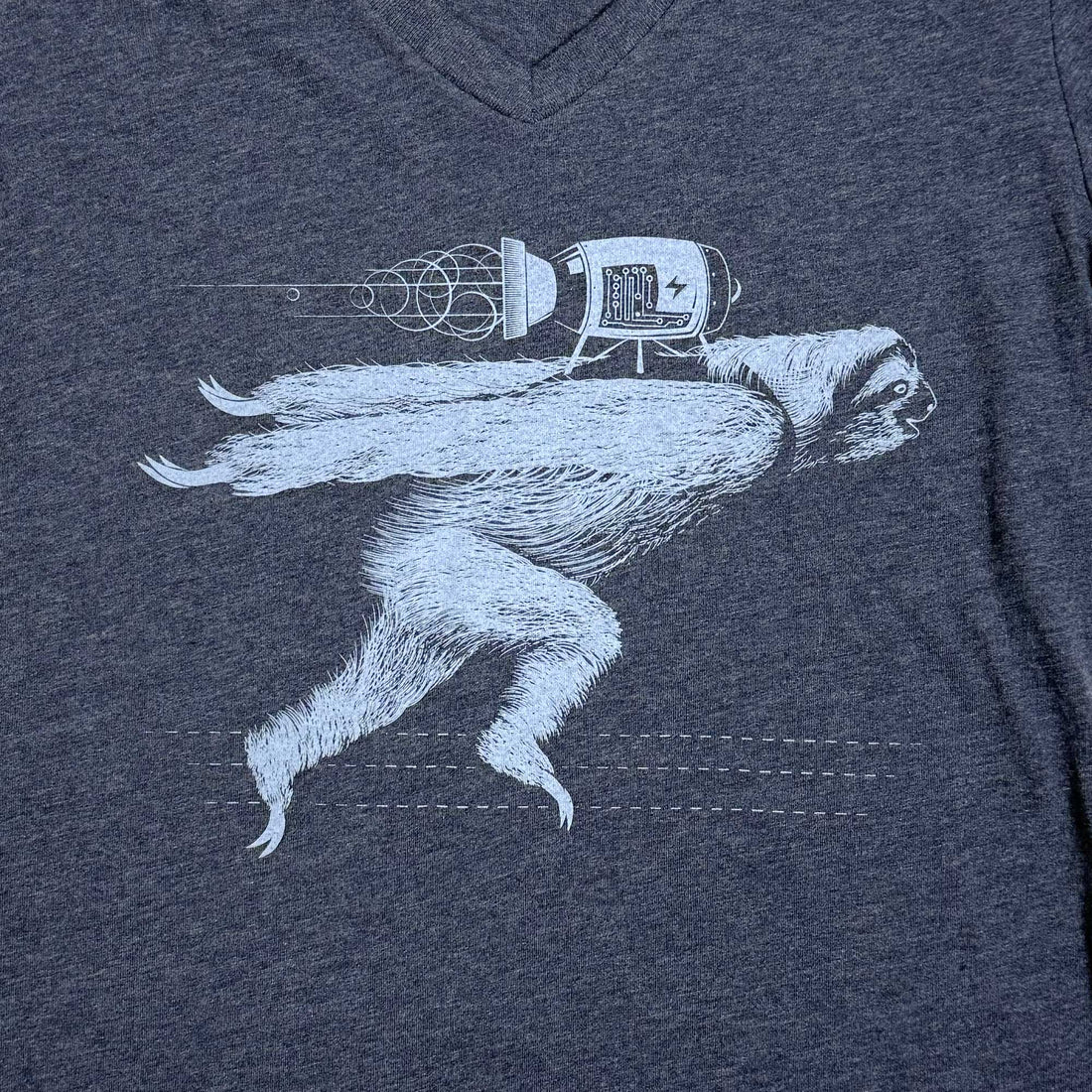 Women's Rocket Sloth V-Neck Graphic Tee