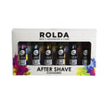 Six bottles of Rolda Urban Collection Aftershave Cologne in a travel-ready kit