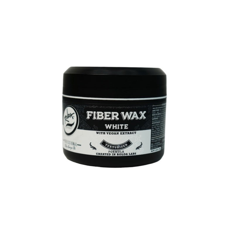 Rolda Fiber Wax 5oz container with minimalist black and white branding for professional hair styling.