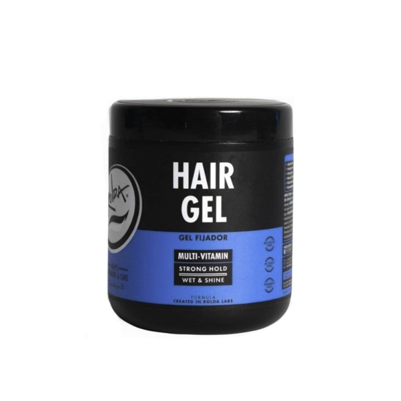 Rolda Multivitamin Strong Hold Styling Gel 17.6oz black and blue container